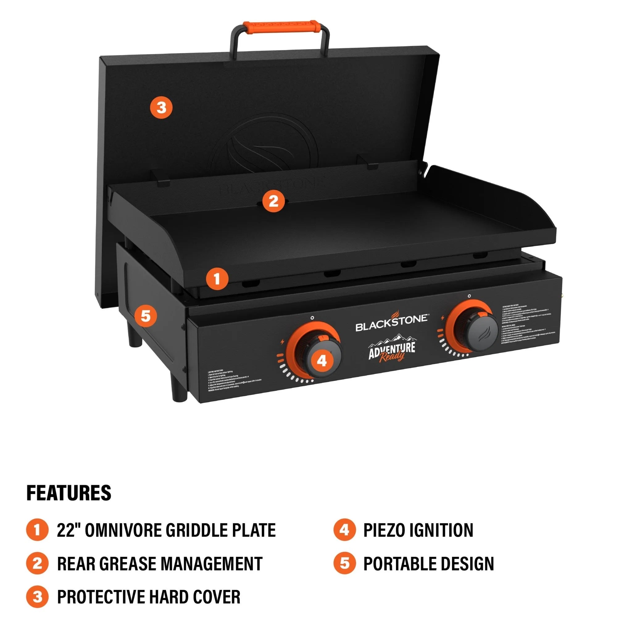 Adventure Ready 22” Tabletop Griddle with Hard Cover