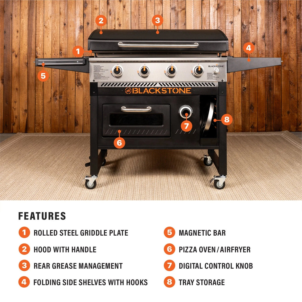 36" Griddle Pizza Oven Airfryer Combo