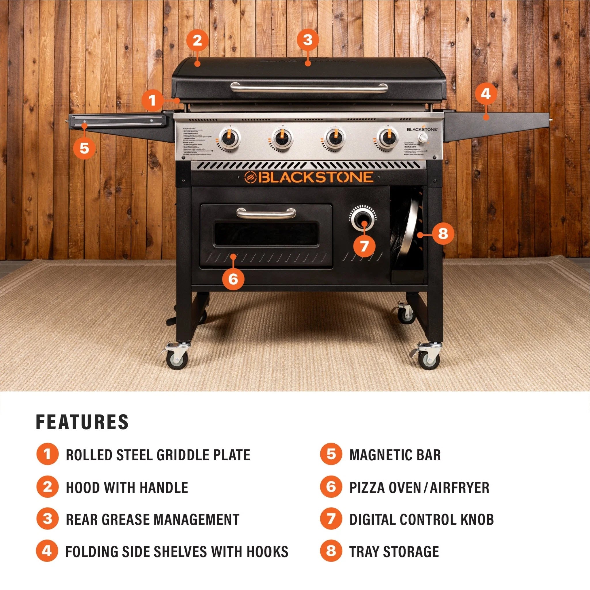 36" Griddle Pizza Oven Airfryer Combo